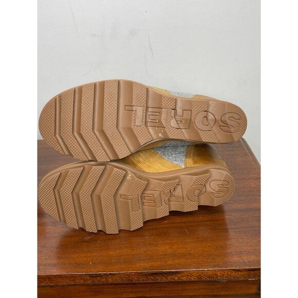 Sorel Women's Lexie Wedge Boots Lace Up Leather Waterproof Camel Brown Size 8 - Picture 8 of 11